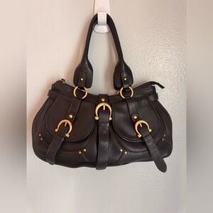 Coccinelle Elegant Black Shoulder Bag with Gold Accents